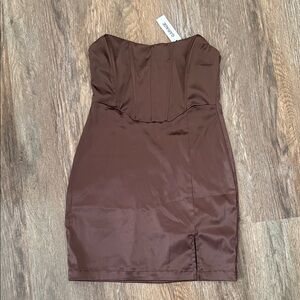 Dark Brown Strapless Dress